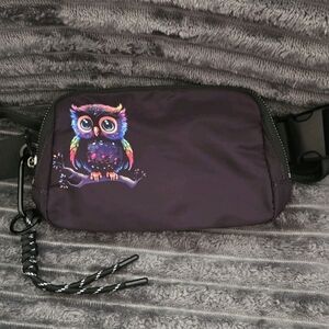 Stylish Black Owl Print Small Belt Bag